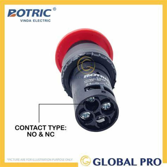 BOTRIC Emergency Push Button with Reset/Lock E-Stop Diameter 22mm NO NC EB27