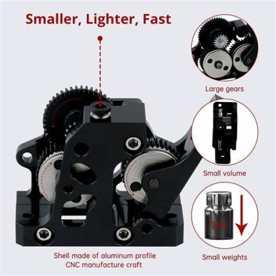 HGX-LITE-Extruder Dual Gear Extruder Hard Steel Reduction Gear High Speed Motor + nema 14